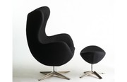 Black wool fabric Egg chair replica + ottoman
