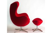 Red wool fabric Egg chair replica + ottoman